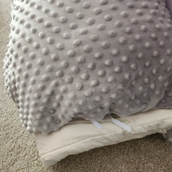 Luna Weighted blanket 15 lb 60 x 80 Beige with Gray Reversible Cover Both New - Picture 6 of 11